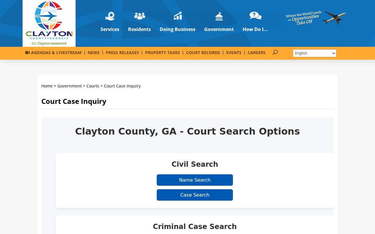 Clayton County arrest warrant court case inquiry entry