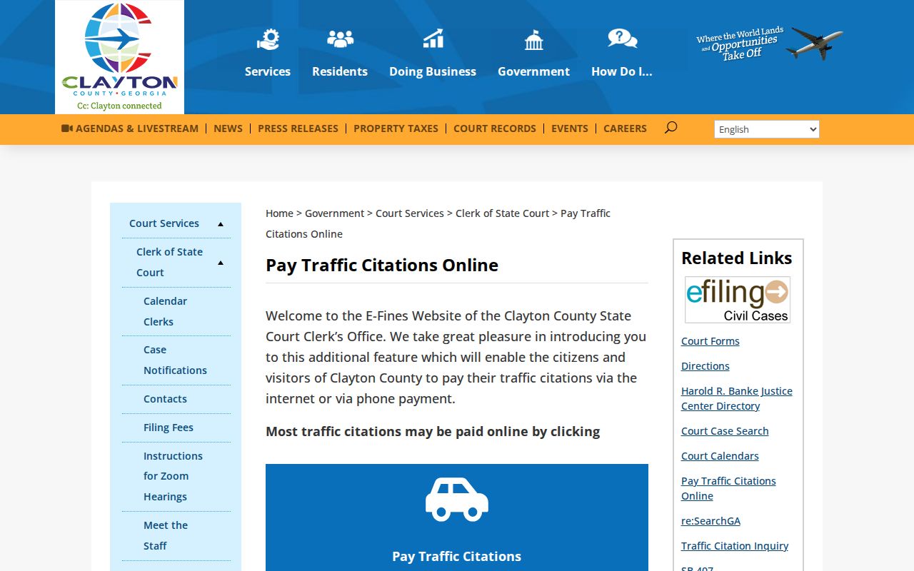 Clayton County traffic warrant citation payment route